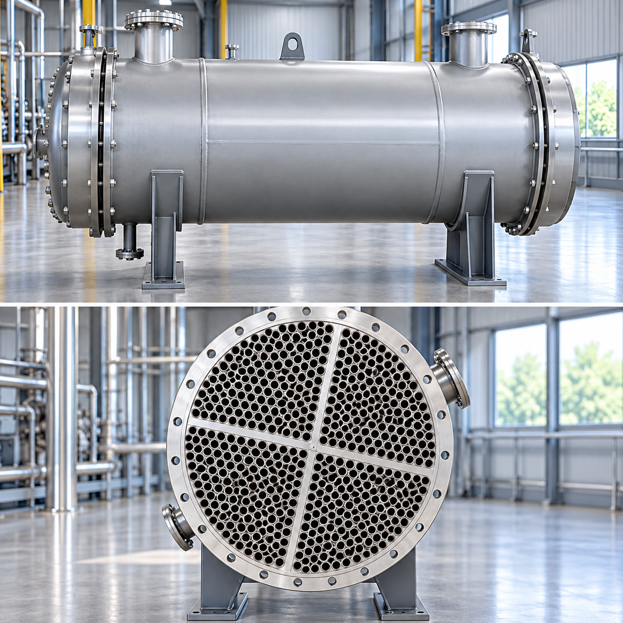 Industrial shell and tube heat exchanger by Authensia Equipment System, top condenser manufacturers in India