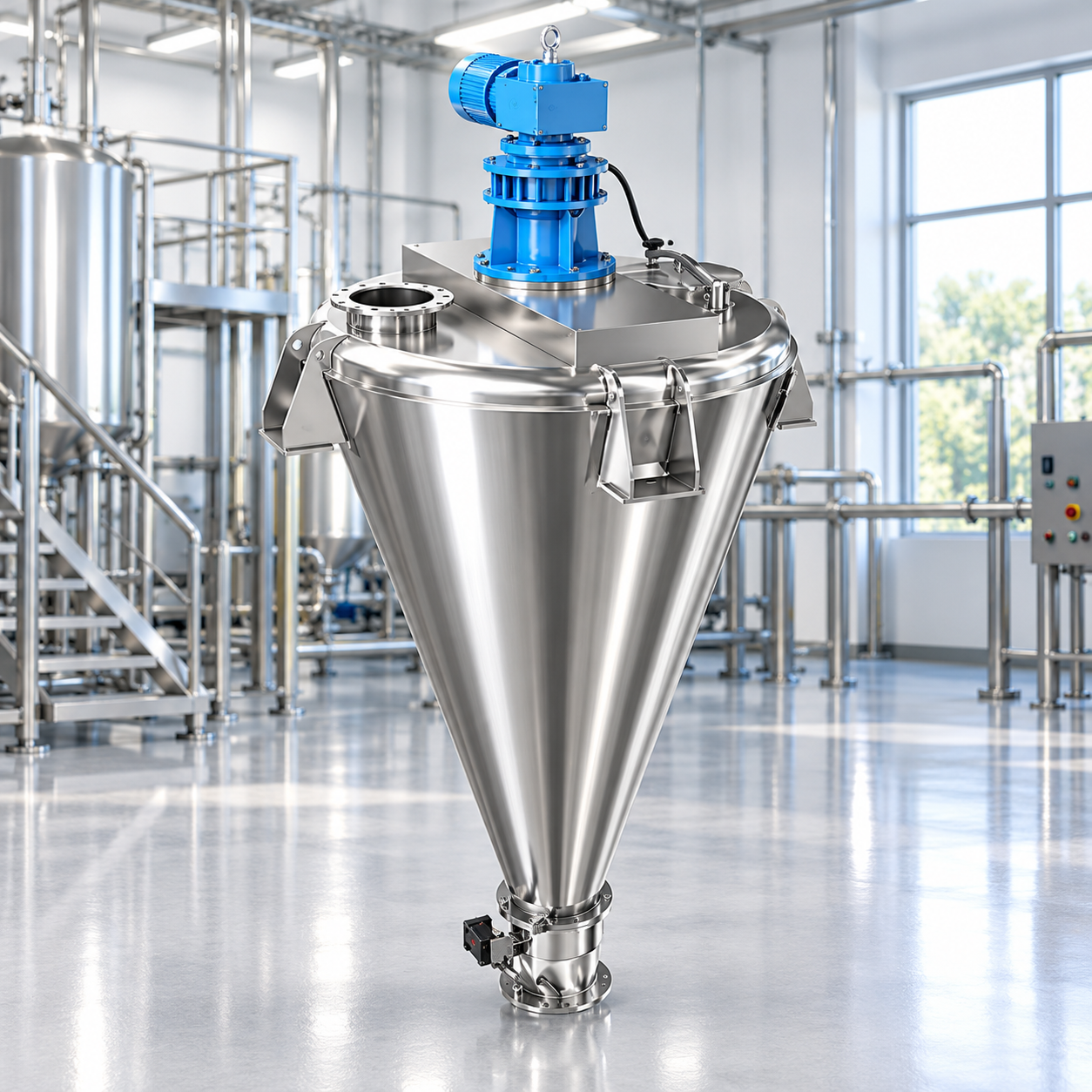 Stainless steel mixing machine by Authensia Equipment System, top conical ribbon blendor manufacturers in India