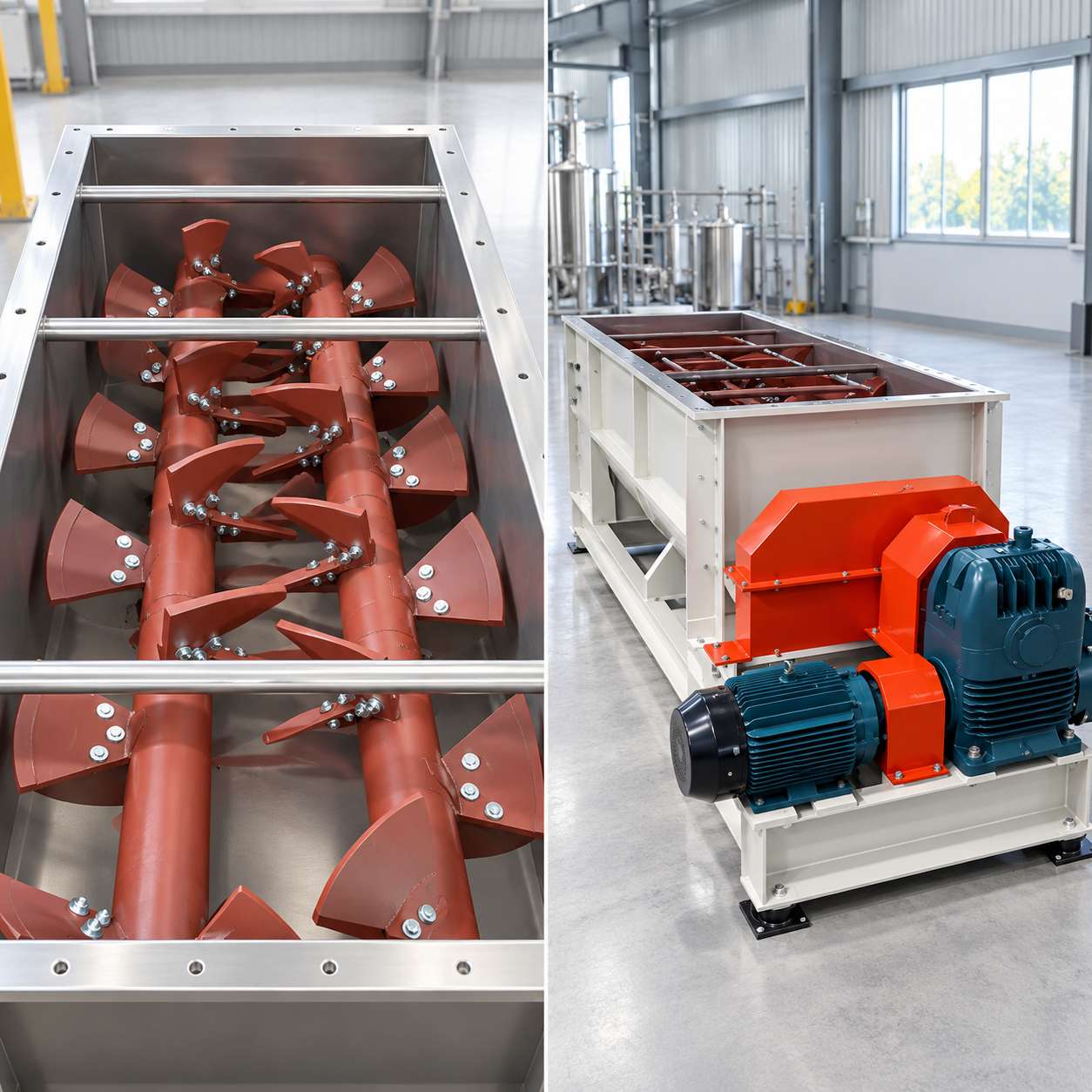 Twin shaft mixing machinery by Authensia Equipment System, premier paddle mixer manufacturers in India 